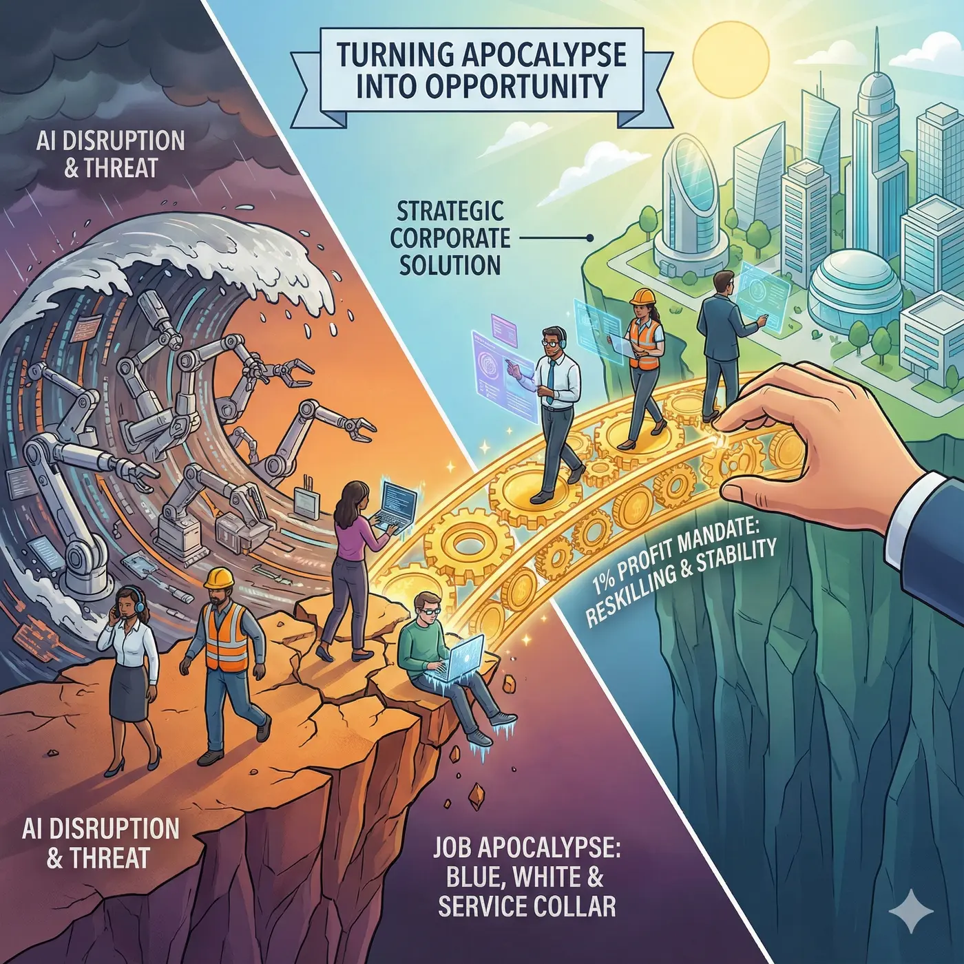 Kiamat Pekerjaan Akibat AI: Menganalisis Disrupsi dan Mengusulkan Solusi Korporat Strategis