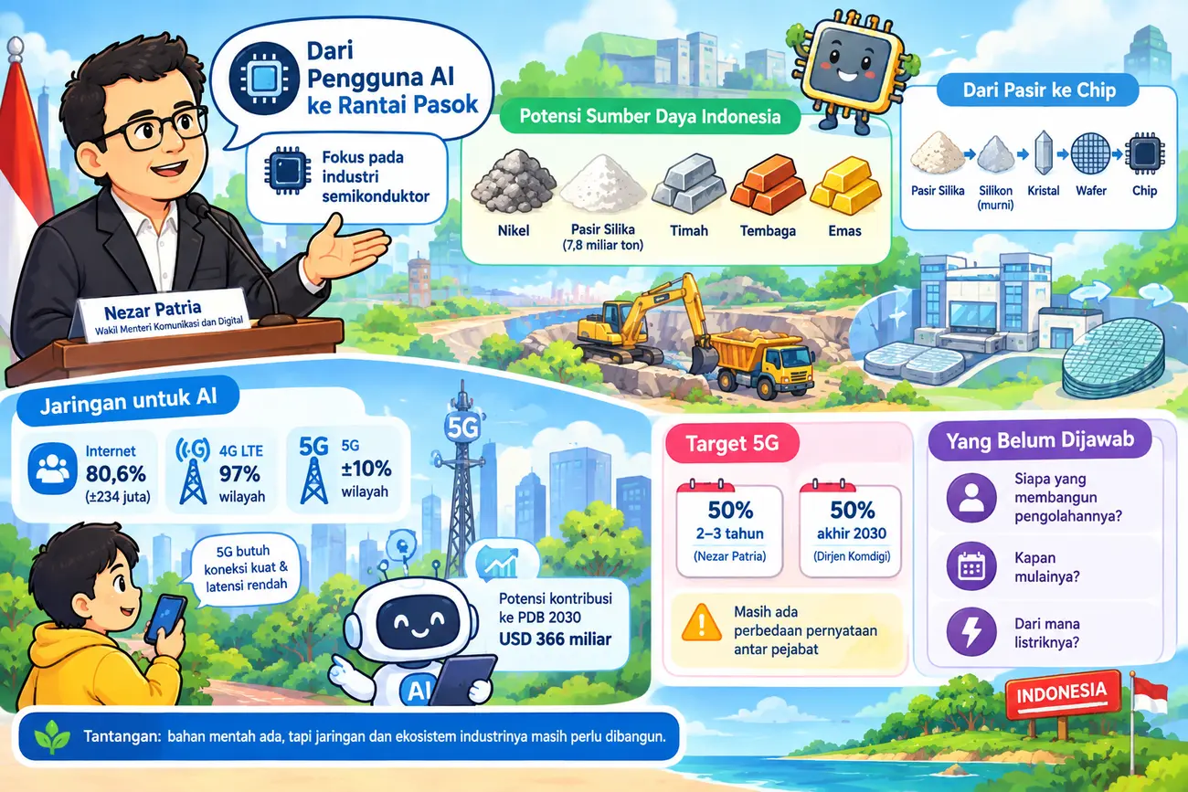 Indonesia Punya 7,8 Miliar Ton Pasir Silika, Wamenkomdigi: Saatnya Masuk Rantai Pasok Chip AI