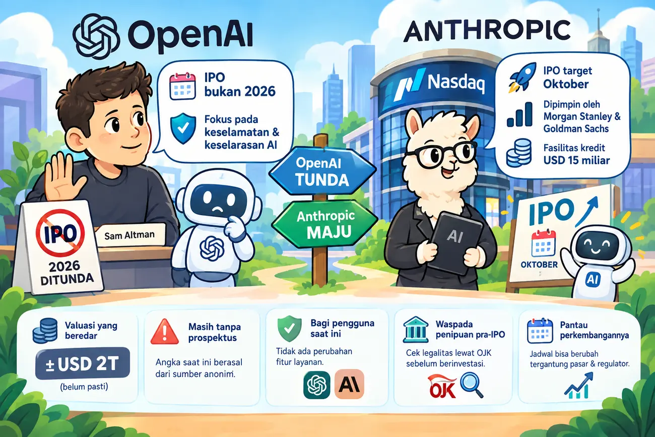 OpenAI Tunda IPO sampai Lewat 2026, Anthropic Dikabarkan Pilih Nasdaq untuk Oktober