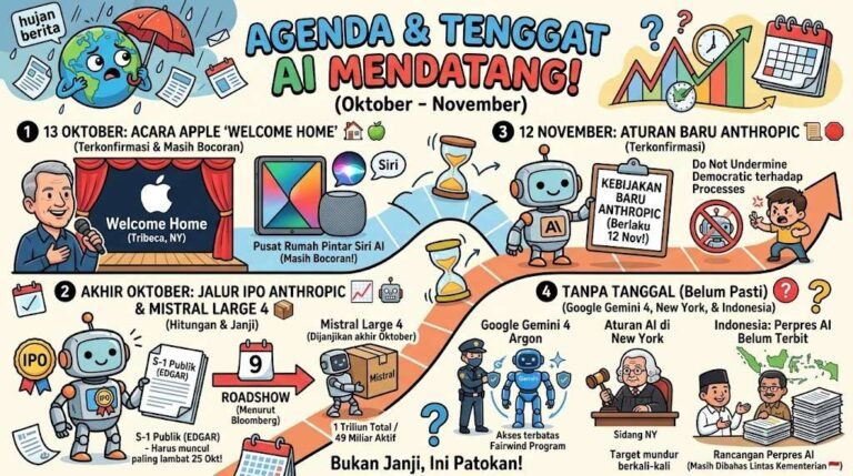 Jadwal AI ke Depan: Acara Apple 13 Oktober, Jalur IPO Anthropic, Bobot Mistral Large 4, dan Nasib Perpres AI Indonesia