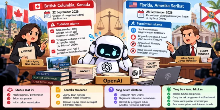 Kanada dan Florida Tekan OpenAI: Gugatan Penembakan Tumbler Ridge dan Permintaan Larangan Model Baru