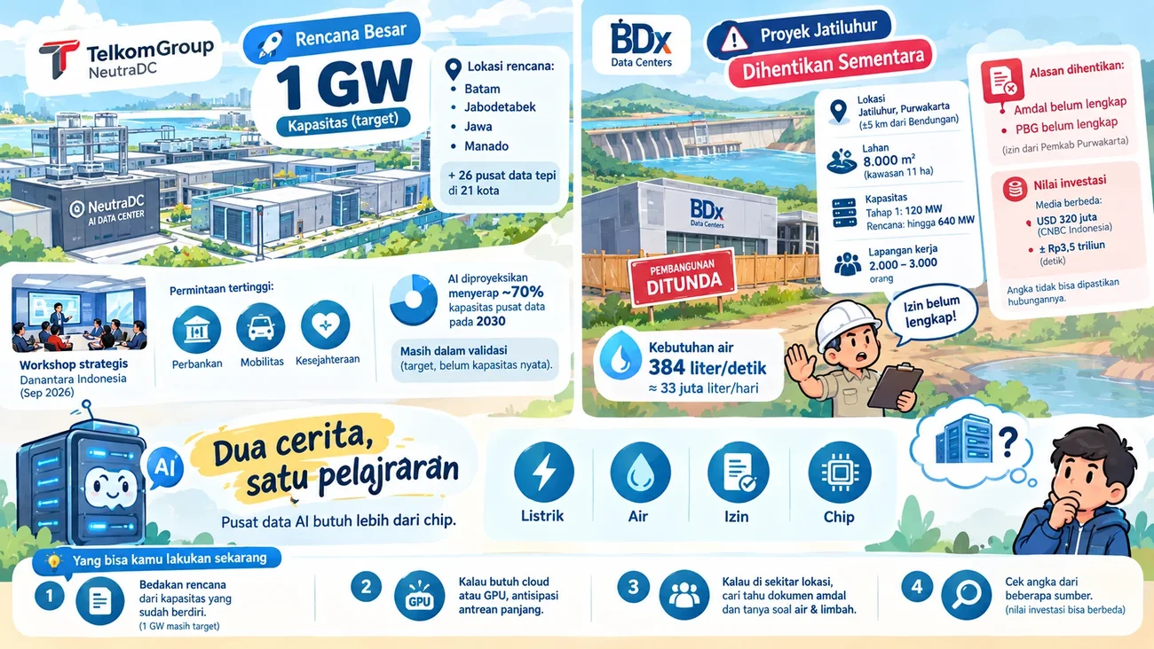 Telkom Siapkan Pusat Data AI 1 GW, Sementara Proyek BDx di Jatiluhur Disetop Sementara